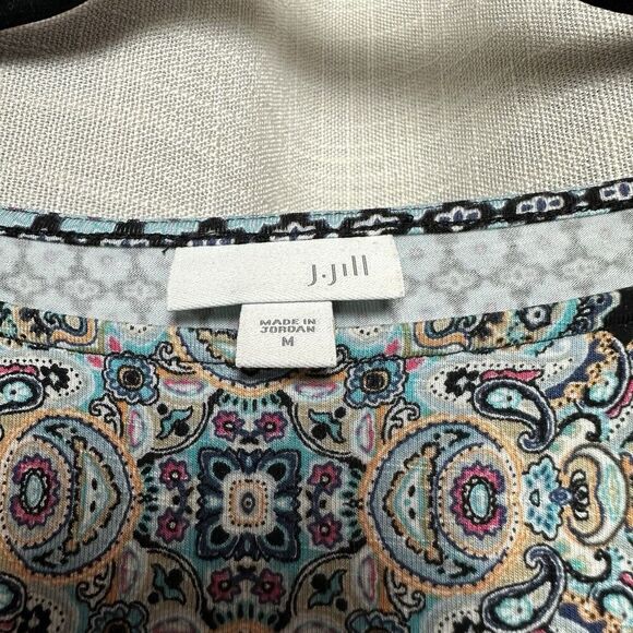 2/$30 J Jill Tunic Top Size M Multicolor Paisley Boho Western Stretchy Flowy - Picture 5 of 11